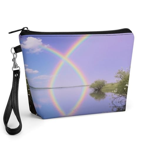 Bolsa de maquillaje arcoíris el regalo ideal de piel sintética para mujeres