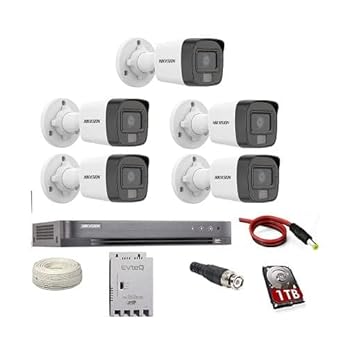 EVteQ Hikvision Dual-Light 3K (5MP) 20m Smart Dual-Light Built-in Mic CCTV Camera, ir Mode Smart Light Mode Bundle Accesories (HIK5MPDUALLIGHTKIT5B1TB)