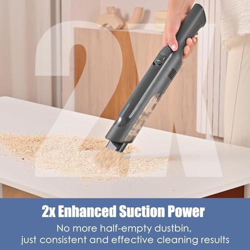 Image of Handheld Vacuum Cordless, Lightweight 1.4lb with Powerful Suction, Charging Dock, Single Touch Empty and Detachable Dust Cup, Portable Mini Car Vac for Home Office and Pet Hair (Grey Matte Silver)
