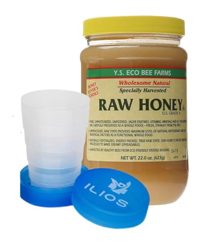 Y.S. Bee Farms Organic Honey Raw Unfiltered - 22 oz - U.S. Grade A Raw Honey, ILIOS CUP