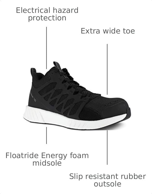 Image of Reebok Mens Fusion Flexweave Work Safety Composite Toe Athletic Work Shoe
