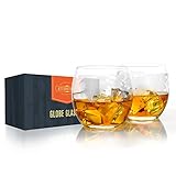 Atterstone Globe Whiskey Glasses, 12-Ounce Whiskey and Scotch Glasses, Great for Gift Giving or Home Bar, Set of 2