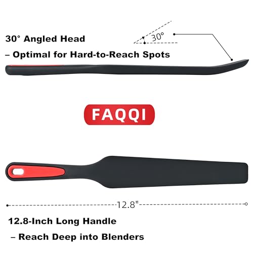 Silicone Blender Spatula compatible with most high-performance Blender Blades - Under Blade Scraper for High-Performance Blenders - Ergonomic Design with Long Handle
