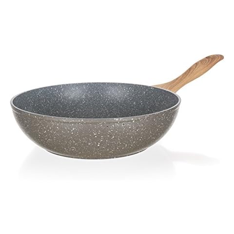 Banquet Natural Piedra Wok de Aluminio Forjado sartén Cover
