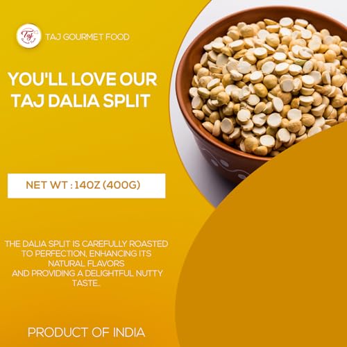 TAJ Premium indian Dalia Split (Roasted Split Chickpeas Daliya), (14oz)