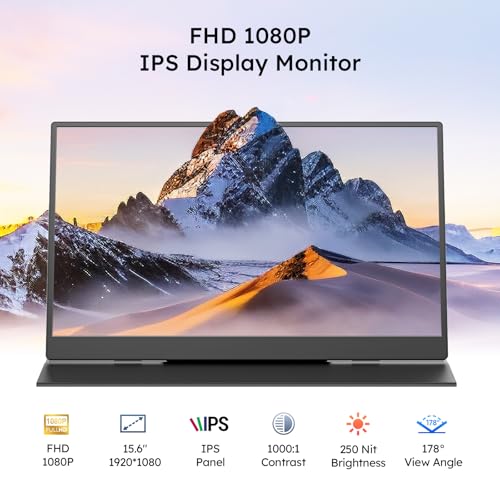 Image of Dopesplay Portable Monitor with Carry Case, 15.6 inch FHD 1080P IPS Travel Monitor for Laptop, Foldable Stand Included USB-C Screen Extender for Laptop Mac PC Phone Xbox PS4 /5 Switch