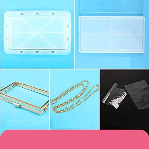 Rectangular Shaker Clutch Bag Silicone Mold with Findings | Fancy Rectangle Clear Handbag DIY | Kawaii Resin Craft Supplies