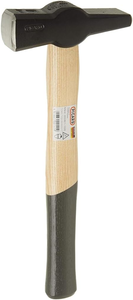 Blacksmith Hammer 1000g – Swedish Pattern, Cross Peen Hammer, Forged Alloyed Steel Head, Chamfered Edges, Black Powder Coated, Dual Curved Ash Handle – 0000811-1000