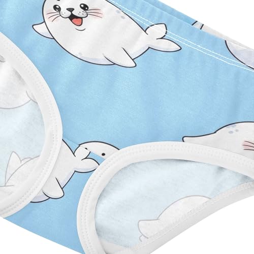 Toddler Underwear Floral 2t Cotton Cute Panties Girl Flower Briefs Underpants Cute Cartoon Seals White Blue4