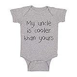 My Uncle is Cooler Than Yours - Funny Cute Gift for Nephew Niece - Infant Creeper, One-Piece Baby Bodysuit (Newborn, Light Grey)