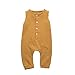 Produktbild Baby Strampler Unisex Mädchen Jungen Kinder Kleinkind Säugling Einfarbiges Geraffte Spielanzug Knöpfen Ärmelloses Bodysuit Outfits Babykleidung (Gelb, 90)