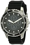 Fossil Men's 44mm FB-01 Stainless Steel and Silicone Hybrid HR Smart Watch, Color: Silver/Black (Model: FTW7018)