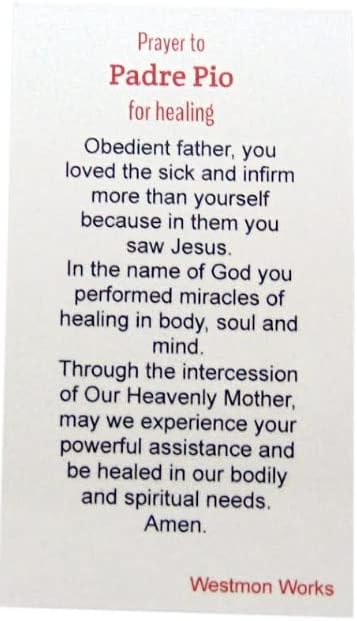 Miniatura 3 de Westmon Works St Padre Pio - Juego de cartas sagradas de oración en la espalda, patrón santo (10 unidades)