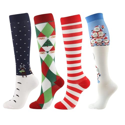 Lempefe 4 pares de calcetines de compresión para hombre y mujer 20-30, calcetines de compresión para deportes, correr, ciclismo, multicolor, 38