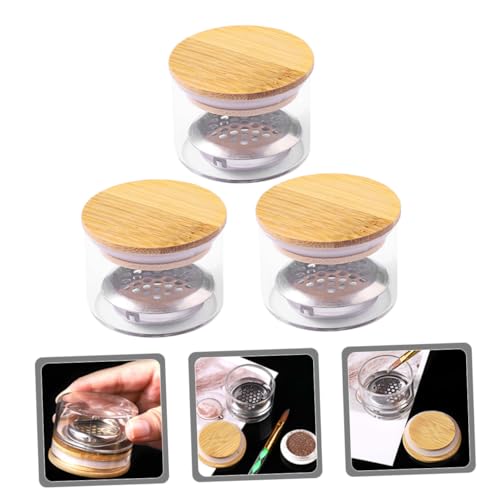 Juego de 3 recipientes de vidrio para manicura con tapa miniatura 3
