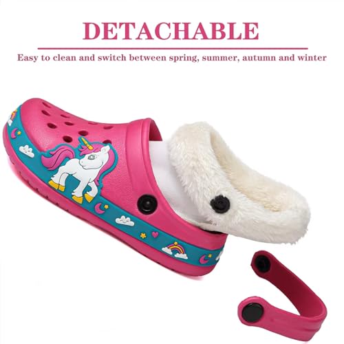 Image of Toddler Lined Clog Slippers Winter Garden Sandals Kids House Shoes Warm Slip On Sneakers Cartoon Slides for Boys and Girls Children Indoor Outdoor