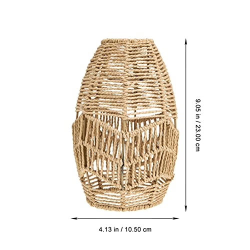 Doitool Woven Pendant Lamp Shade, Vintage Rattan Weave Chandelier Lampshade Pendant Light Cover Farmhouse Hanging Lamp Shade For Living Room Bedroom Restaurant ( Size 2 ) #TOP2
