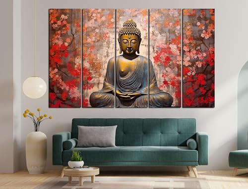 Image of CN RETAILS Buddha Wall Paintings for Living Room Big Size | Framed Wall Paintings for Home Decoration | Hanging Abstract Art Painting | Set of 5 Frames (48x30) ss04 03