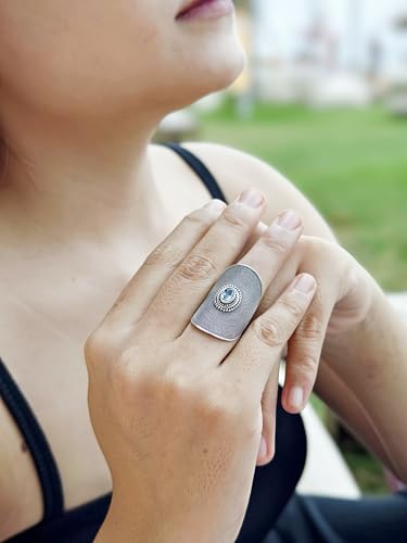 Bague topaze bleue en argent 925 style boho chic - 6