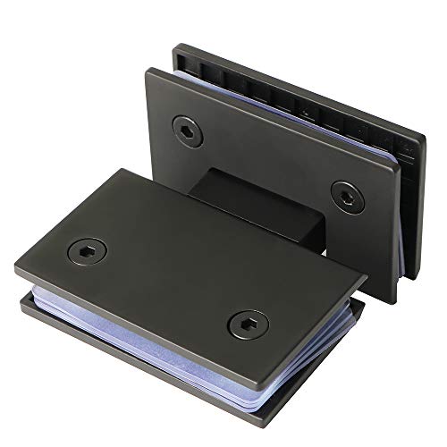 Alise Glass Shower Doors Hinge Heavy Duty 180 Degree Glass Door Cupboard Showcase Cabinet Clamp Replacement Parts,Stainless Steel Matte Black Finish #TOP2