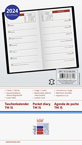 rido/idé Weekly calendar model TM 15 2024, 1 page = 1 week, sheet size 8.7 x 15.3 cm, wine red - Image 2