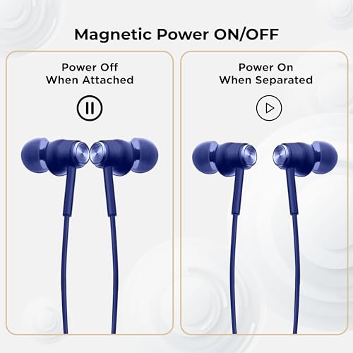 Image of GIZ MN231H Bluetooth Neckband with Magnetic Hall Switch Function | 40H Playtime | HD Voice | Extra Bass | Type-C Charging | Comfortable Fit | Voice Assistant | Magnetic Earpiece (Blue)