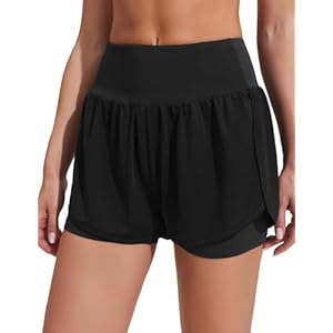 PINSPARK Women’s Running Shorts 2 in 1 Gym Workout Pants Quick Dry Athletic Yoga Shorts Summer Short Leggings with Pockets