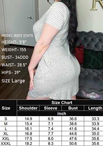 Ekouaer Sleep Shirt Loose Nightdress For Women Nightwear 3X With Pocket Raglan Pajamas Dress Gray Xxxl #TOP6