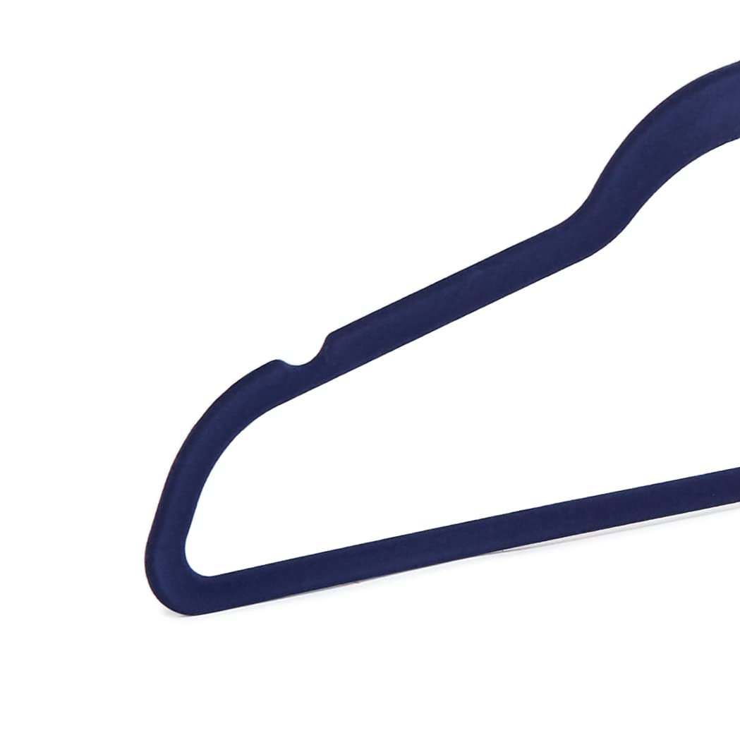 Amazon Basics Slim Velvet, Non-Slip Suit Clothes Hangers, Pack of 50, Navy Blue/Rose Gold