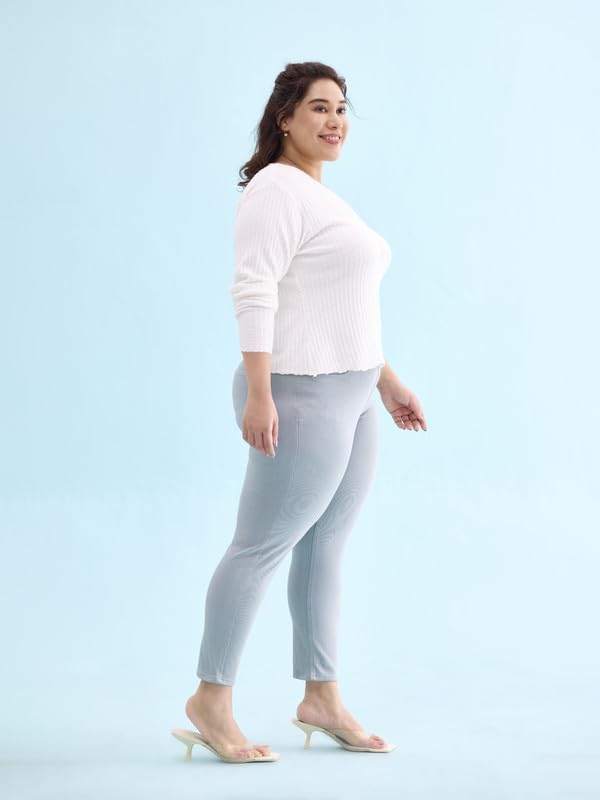 Image of GO COLORS Soft Cotton Blend Printed Jeggings Ankle Length for Women| Breathable, Mid Rise