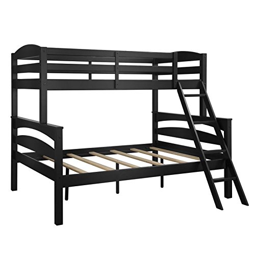 Dorel Living Brady Solid Wood Bunk Beds Twin Over Full With Ladder And Guard Rail, Black #TOP4