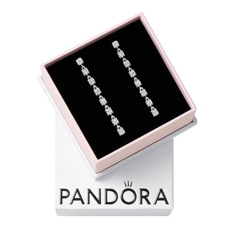 PANDORA Timeless Sparkling Eight Stones Drop Earrings - Sterling Silver Earrings with Cubic Zirconia - Jewelry for Women - Includes Gift Box
