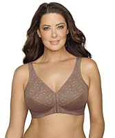 EXQUISITE FORM Front Close Wireless Plus Size Posture Bra with Lace, Size 44C, Walnut
