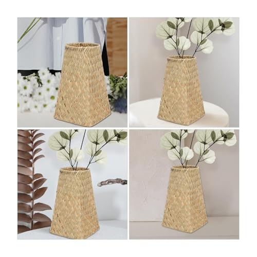 Jarrones para flores de paja tejida en juego rustico para decoracion 7