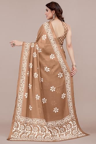 Image of MIRCHI FASHION Saree for Woman Chiffon Batik Printed | Lightweight Daily Wear Women's Office Sari with Blouse Piece (Available in 40 Colours)