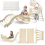 dbodb Pikler Triangle Set 7in1 Montessori Foldable Wooden Baby Climbing Toys for Toddlers 18months-6years Inside Jungle Play Gym for Kids,Indoor Playground with Ramp,Arch and Ladder