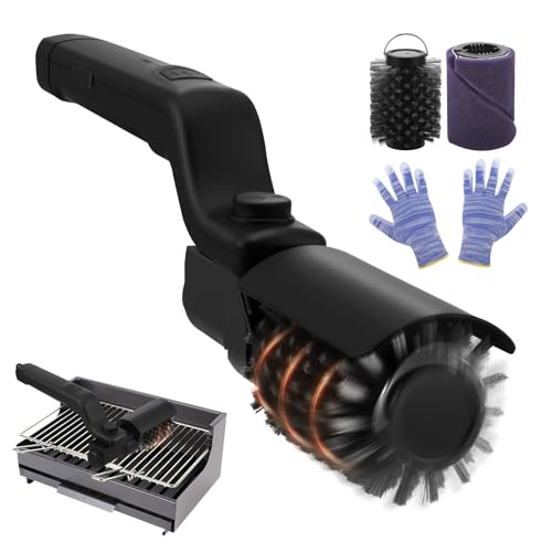 Limpiador Eléctrico para Barbacoa con Luz Led,En Acero Inoxidable 304,3 Velocidades, Indicador De Batería De 5 Niveles,Cepillo Eléctrico para Limpiar La Barbacoa,Apto para Todo Tipo De Parrillas
