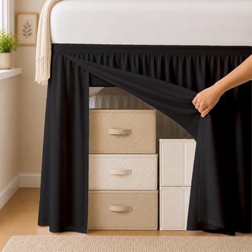 Dorm Room College Microfiber Ruffled Bedskirts Twin-XL - 34" Drop, Black by Yarns of Cotton - Used condition - Image 6