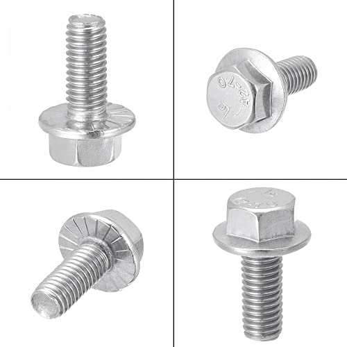Image of uxcell M5x12mm Hex Serrated Flange Bolts Screws Metric Thread 304 Stainless Steel 25pcs