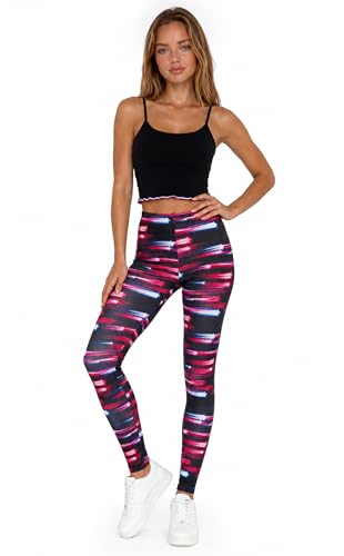 Image of sissycos Women's 80s Leggings Neon Artistic Splash Printed Buttery Soft Stretchy Pants