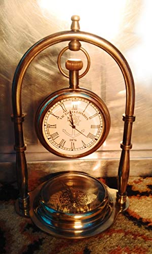 Vintage Brass Desk Clock, Shelf Clock Display Compass, Nautical Navy Personalized Souvenir Compass, Directional Pocket Watch For Bedroom, Kitchen, Office Decorative Art, Gift For Loved Ones #TOP2