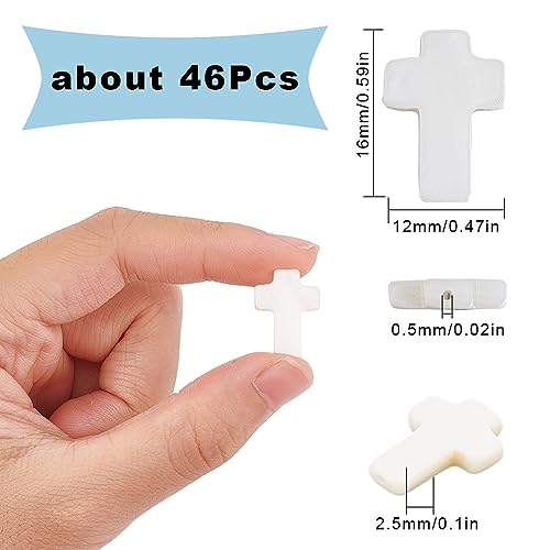SUNNYCLUE 1 Box About 46Pcs Cross Beads Mini Cross Charms Natural Sea Shell Cross Bead Small White Crucifix Beads Bulk Tiny Crosses Loose Spacer Beads for Jewellery Making Beading Kits DIY Supplies - Image 2