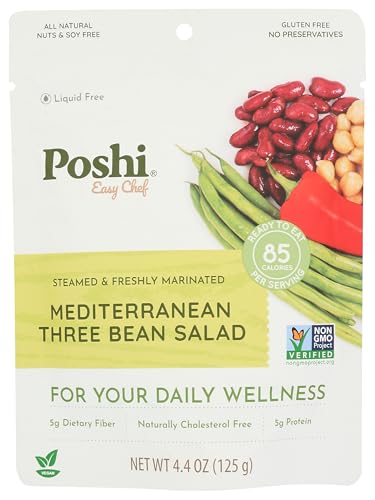 Poshi, Salad Three Bean Mediterranean, 4.4 Ounce