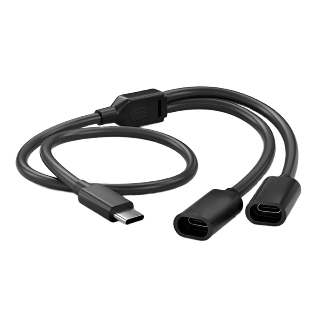 Elnwnnkc Type C Splitter Charging Cable for Solar Security Camera Power Cord 5V/0.5A/1A/2A Power Supply 480Mbps Data