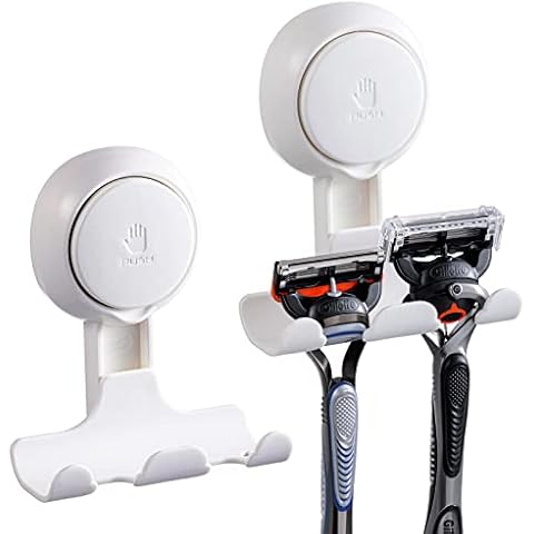 TAILI Razor Holder for Shower 2 Pack, Suction Hooks Shower Razor Holder, Vacuum Suction Cup Razor Holder for Towel Loofah Sponge, Waterproof Hooks for Kitchen Bathroom Cover