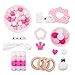 Promise Babe Kit Perline in Massaggiagengive in Silicone Set di Artigianato Fai da te per Bambini Giocattolo della Greppia Anelli in Legno Naturale Collana con Pendente Dentizione Giocattoli