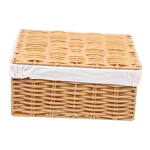 Unomor Clothes Basket Convenient Woven Basket Storage Lid for Pantry Living Room