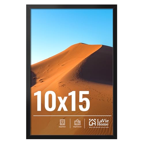 LaVie Home 10x15 Picture Frame for Wall Display, 10x15 Black Picture Frame with HD Plexiglas, 10 x 15 Frame 1 Pack, Display Frame for Vertical or Horizontal, Classic Collection