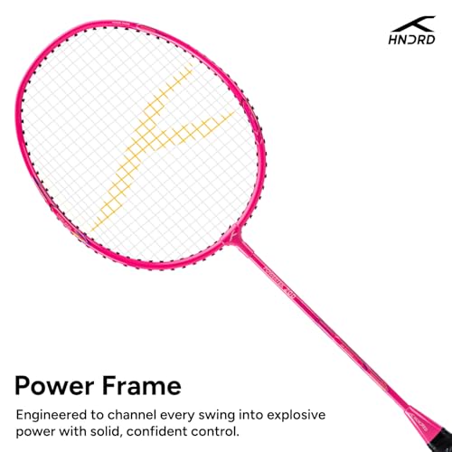 Image of Hundred Powertek 200 Aluminium Badminton Racket Combo, 1 Strung Racket with Full Cover & 3 Aura Nylon Shuttlecocks, Lightweight Shuttle Bats for Match Play