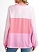 Striped Colorblock Exposed Seam Casual Long Sleeve Top Pink/S